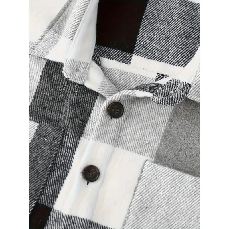 Lightweight Flannel Men's Plaids Shirt Button Down Shacket Casual With Pockets Collar Menswear Collar Tops Overshirt Sleeve Hem Polyester Lightweight Flannel Men's Plaids Shirt Button Down Shacket Casual With Pockets Collar Menswear Collar Tops Overshirt Sleeve Hem Polyester