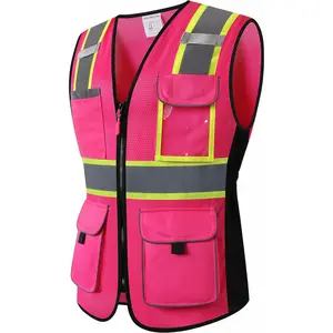 Safety for women, Hi vis Reflective Lady Work With 9 Multi Pocket And Zipper