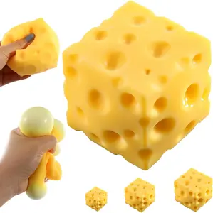 IMOLI Cheese Squishy, Cheese Block Squeeze Toy, Squishies Stress Relief Fidget Toy, Stress Balls for Adults, Stress Relief Gifts, Stocking Stuffer Gifts for Birthday (2.4 inch)