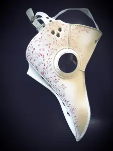 Vegan Leather Plague Mask - White/Pink