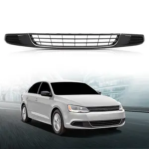 Fit For 10-14 VW Jetta Front Bumper Lower Grille w/ Chrome Trim+Fog Light Cover