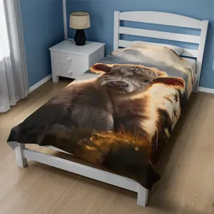 Homestead Snuggler: Cozy Baby Highland Cow Blanket - Custom Farm Animal Nursery Décor - Perfect Housewarming, Wedding, Birthday Gift!