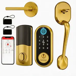 Fingerprint Front Door Lock Set  Smart Locks Keypad Front Door Lock with Handle Keyless Entry Door Lock Electronic Touchscreen Keypad Biometric Digital Bluetooth Deadbolt