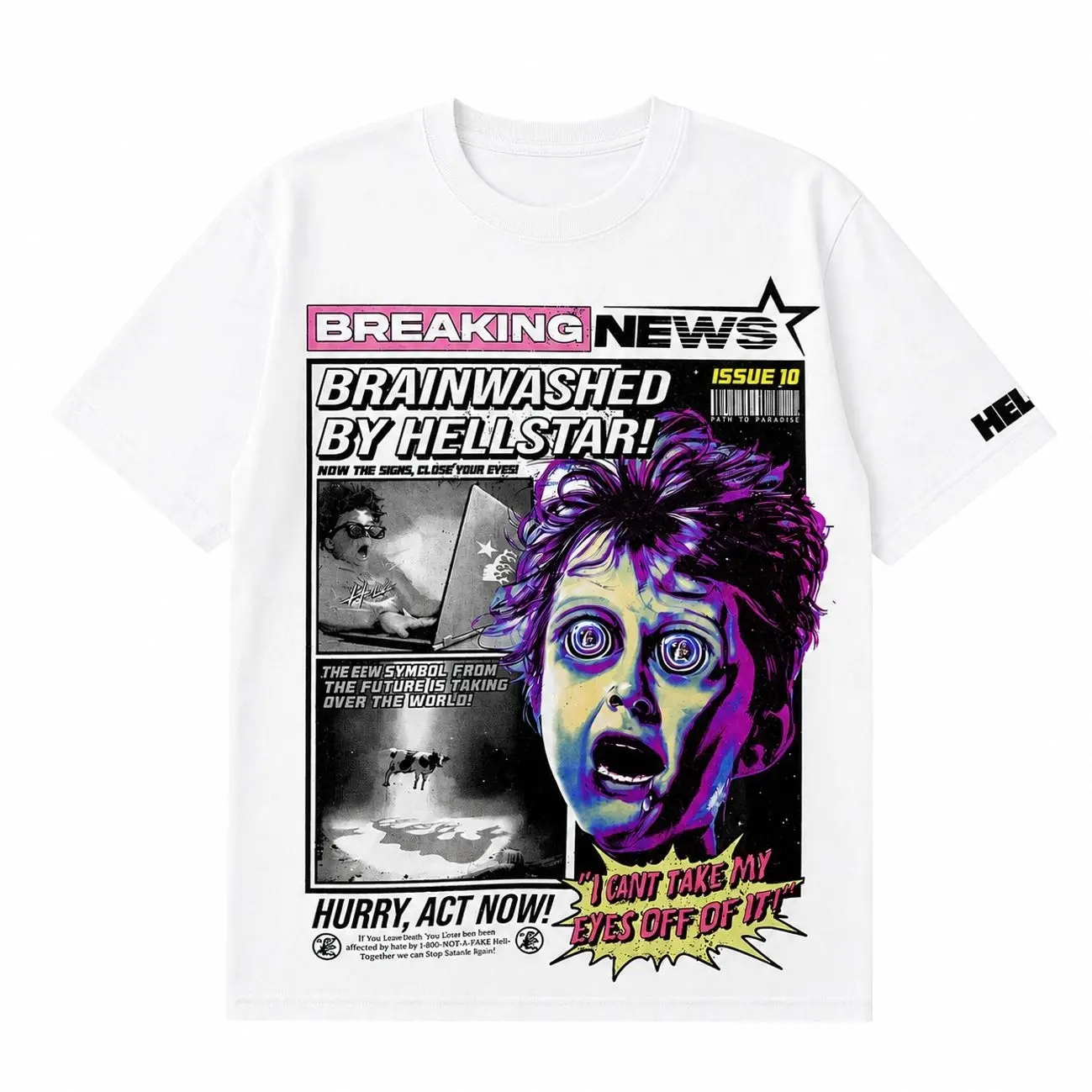 Hell-star Breaking News T-Shirt Vintage Shirt Streetwear Shirt Unisex Cotton Crewneck Shirt TUA