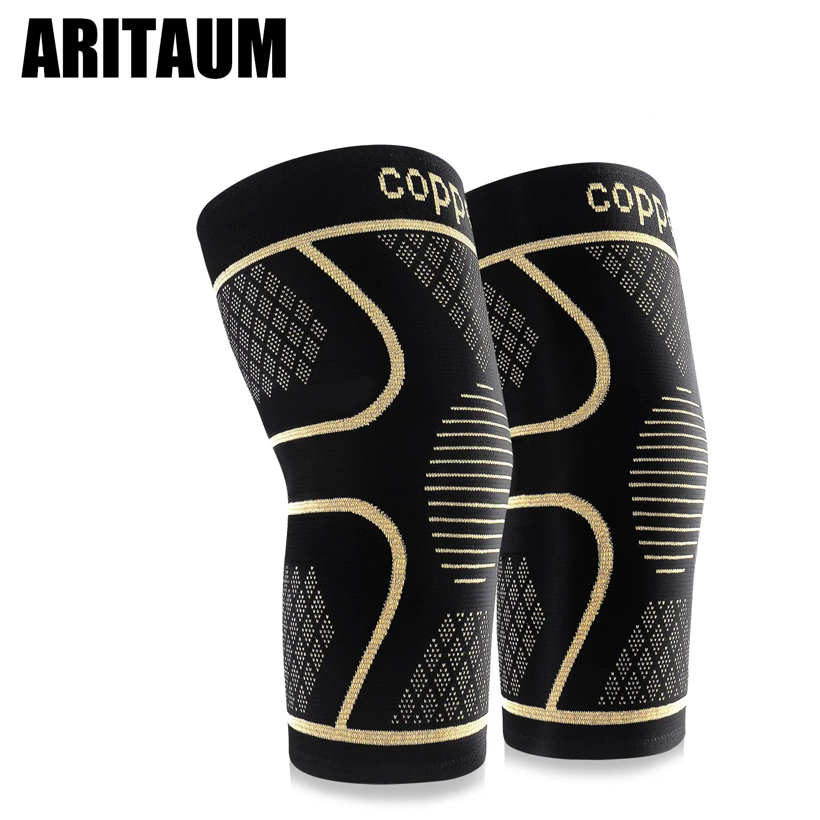 ARITAUM Copper Compression Knee Brace for Women & Men - 2 Pack Knee Brace for Women Running Knee Protection, Knee Support Compression Sleeve, Workout Sports Knee Braces