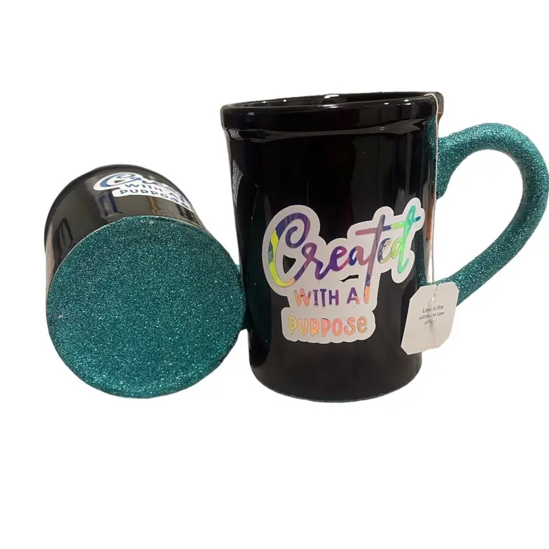 Purposeful Mug with Glitter Handle and Created with a Purpose Design for Daily Use