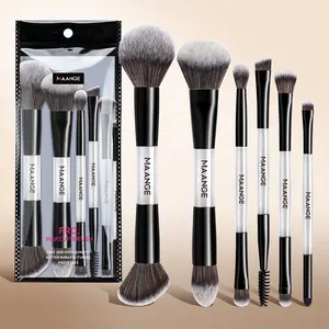 Maange 6-Piece Makeup Brush Set, Makeup Brush Kit, Cosmetic Brushes, Foundation Brush, Blush Brush, Loose Powder Brush, Eyeshadow Brush, Mascara Brush, Concealer Brush, Beginner Friendly