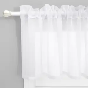 KOUFALL Valances for Windows,Sheer Faux Linen Farmhouse Window Valances for Kitchen,White,18 Inches Long