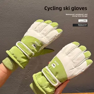 Unisex Winter Ski Gloves, Piled Thick Cotton, Waterproof, Windproof, Insulated, Heat-Retaining, Durable, Touch Screen Compatible for Outdoor Cycling & Skiing