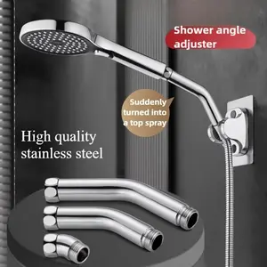 Stainless Steel Shower Angle Adjuster Handheld Shower Head Modification Tool with 3 Length Effects Display Shower Head Bracket Elbow Accessory