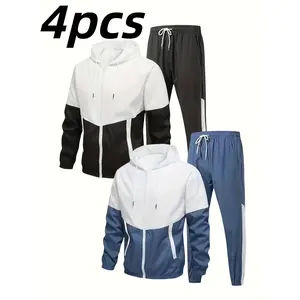 4-Piece Men's Sports Set Autumn Winter Outdoor Sports Homewear Set for Badminton Football Basketball Running Fitness Tennis Sports Thanksgiving Gift Christmas Gift Holiday Gift for Gifting