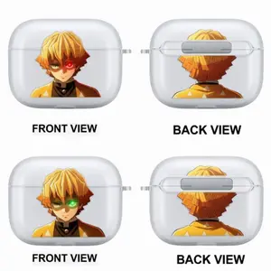 Zenitsu Agatsuma Anime AirPods Case with Keychain, Frosted PC Protective Cover for AirPods Pro, Demon Slayer Manga Earbuds Case Gift for Him Her