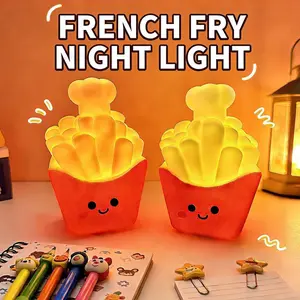 French Fries Shaped LED Night Light, Soft Silicone Rechargeable Lamp, Lovely Creative Lighting Accessory, Warm Glow Decor for Kids Bedroom Rest Space And Household Indoor Ornament