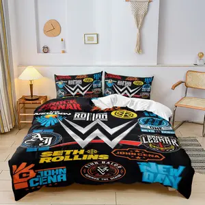 WWE wrestling-themed printed duvet cover bedding set, Soft bedding sets, includes 1 duvet cover & 1-2 unfilled pillowcases, soft and comfortable, perfect for WWE fans, sports enthusiasts, bedroom decor