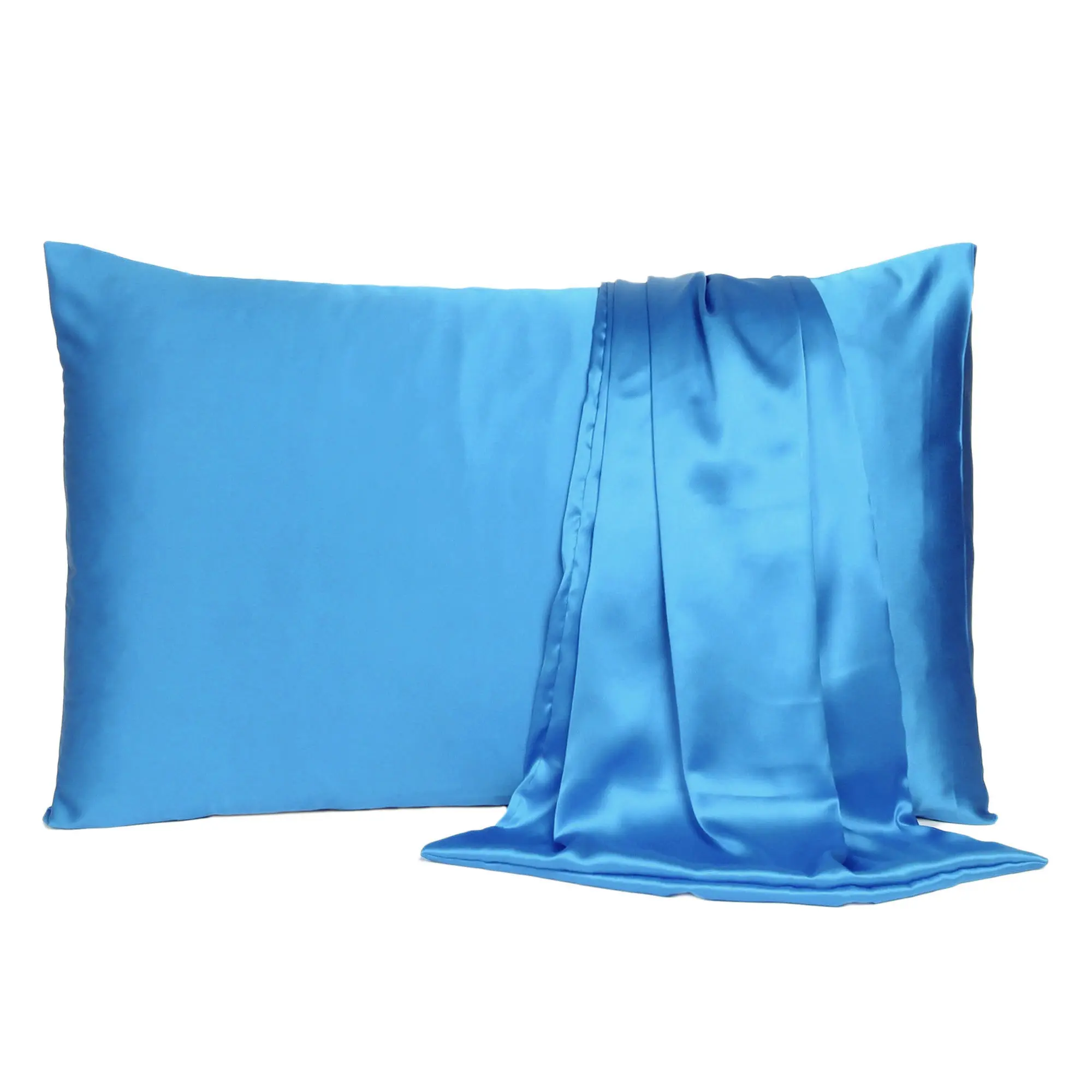 2-Piece Bright Blue Silky Satin Queen Pillowcases, Satin Sheets for Bedroom Aesthetic, Satin Sheets Bedroom Aesthetic