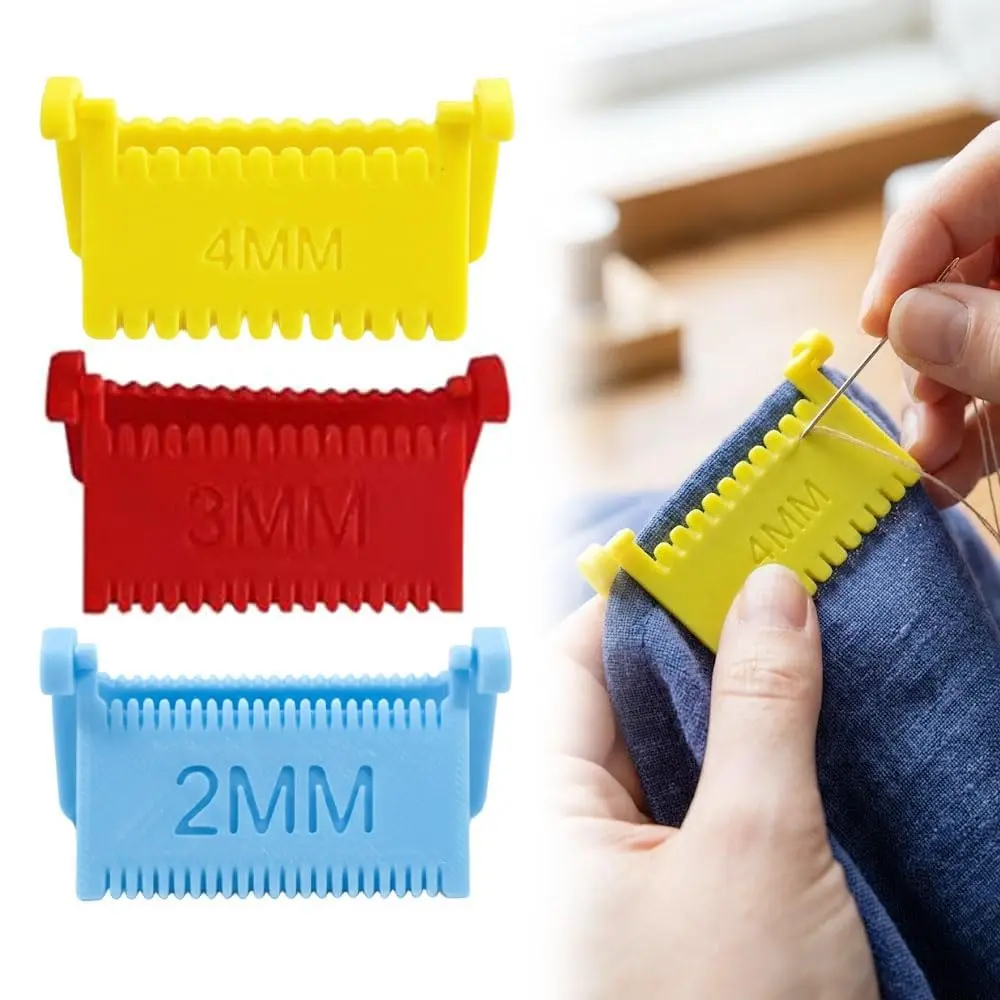 3pcs Clip-On Sewing Ruler – Edge Stitch Lock and Sewing Gauge, Professional Sewing Ruler for Precise Even Stitches, Ideal for Quilting & Sewing Projects (2mm, 3mm, 4mm Spacing)