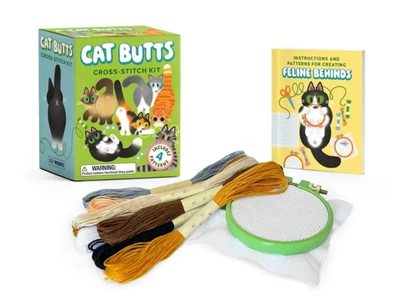 Cat Butts Cross-Stitch Kit: Includes 4 Patterns -- Running Press, Paperback