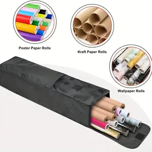 Extra Long Oxford Wrapping Paper Storage Bag - Large Gift Wrap Organizer with Interior Pockets, Foldable Design for Space-Saving Storage, Durable Oxford Cloth Material, Ideal for Holiday Decorations, Office & Home Organization, Gift Wrap Storage