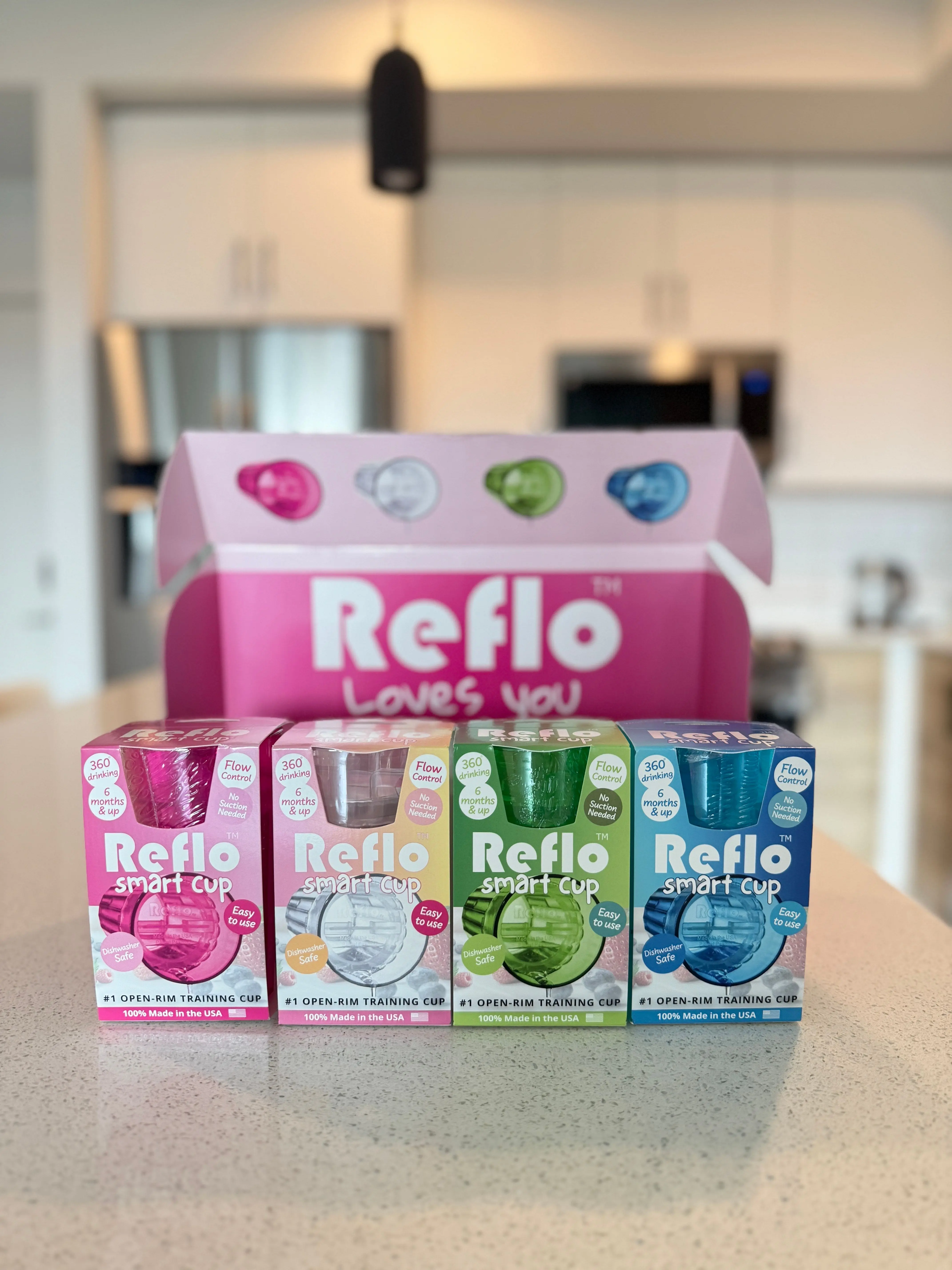 PREMIUM Reflo Cups Gift Box: 4-Pack Assorted + Milestone Tracker & Resource Guide