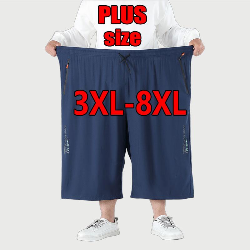 Men's 3XL-8XL Oversized Loose Casual Athletic Shorts Fashion Print Design Zipper Pockets Adjustable Drawstring Waistband Breathable Quick-Dry Plus-Size Summer Shorts Black Dark Gray Dark Blue Multiple Sports Clothes Activewear