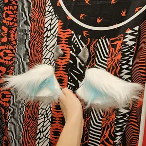 Ned Ears Fluffy White & Blue Plush Ears for Festive Outfits and Cosplay Accessories