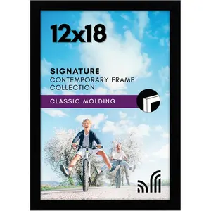 Americanflat 12X18 Poster Frame with Shatter-Resistant Glass - Signature Collection - Gallery-Style Frames Made of Engineered Wood - Photo Frame for Wall Display - Black