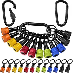 12 Pcs Upgraded Drill Bit Holder Keychain 1/4 Inch Bit Holder Hex Shank Screwdriver Quick-release Extension Bar Keychain Screw Adapter with Buckles for Tool Men Workers Gifts (Multicolor)