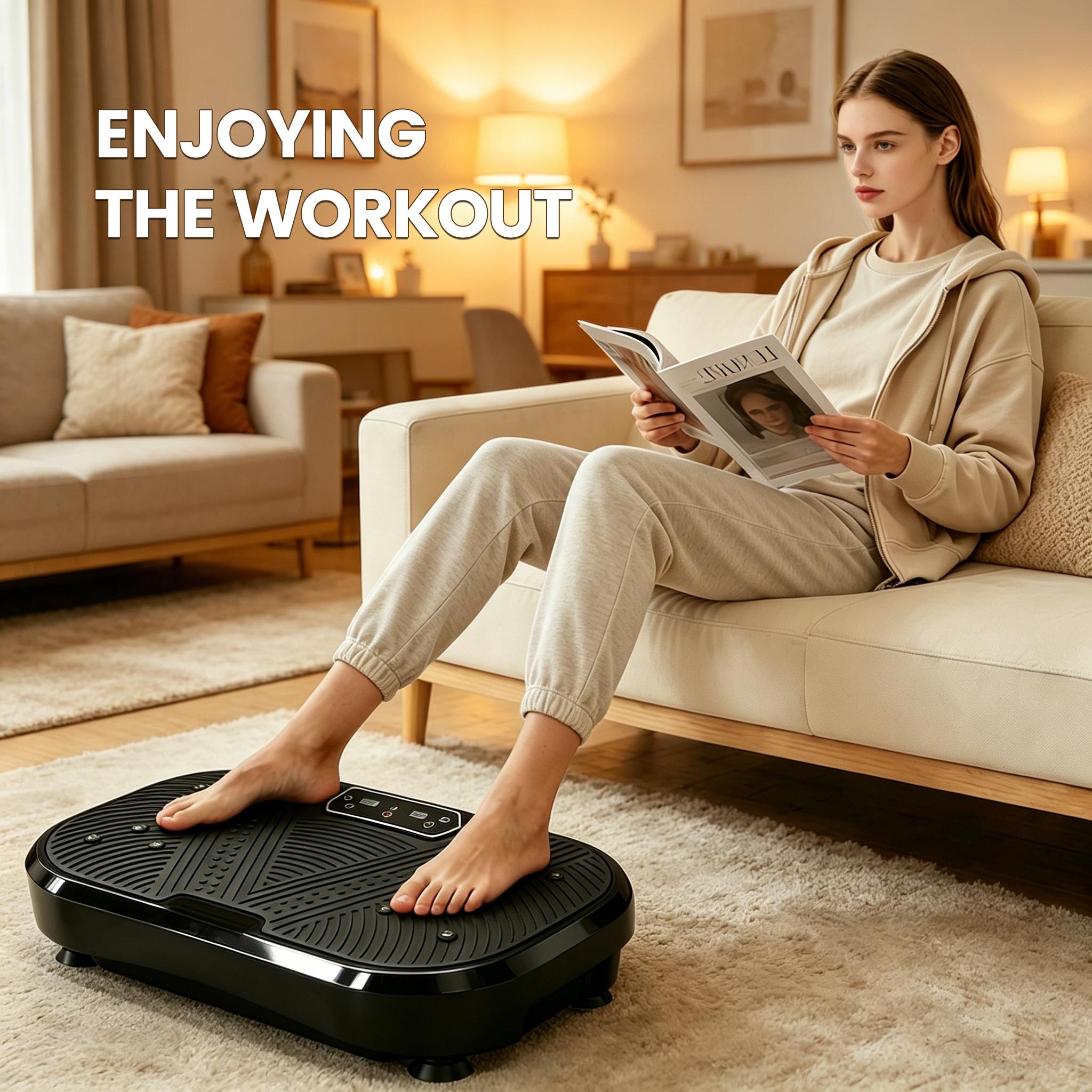 Ranbro Professional Vibration Plate, Whole Body Workout Platform for Balance & Strength Training, Intuitive LED Display Vibration Machine with Remote, Compact Fitness Equipment for Recovery & Wellness, Portable Home Office Under Desk Exercise Gear