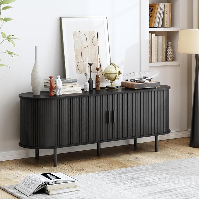 【Valentine's Day Gift】ONBRILL Modern Wood TV Stand with Storage and Shelves to Fit up to 80" TVs, Living Room Furniture