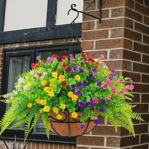 2026 New Model - 1 Set of Artificial Fake Hanging Flower Basket Suitable for Outdoor Porch Decoration in Summer. Silk-like Daisies Anti-Ultraviolet Realistic Flower Pot Suitable for Family Terrace Garden Courtyard in Summer, Spring (Multiple Colors), Hall