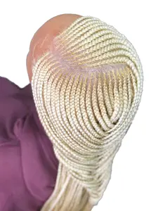 36 inch Side Part Braided Wigs 613 Blonde Cornrow Box Synthetic Full Lace Wig Knotless Full Hand Tied Braids for Women Beginner Friendly Wig #TikTokShopStockUp