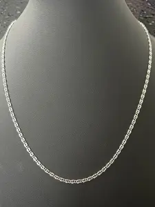 14K White Gold Filled Mariner Link Chain Necklace – 18 Inch Fancy Mariner Style Chain