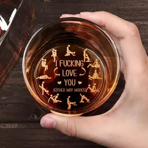 I F*Cking Love You Either Way Works -Personalized Whiskey Glass With Photo-Grade A Stemless Wine Glass with Laser Engraving, Stylish Drinkware