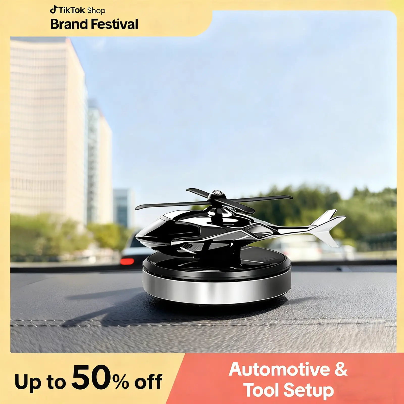 Hnyton Car Air Freshener, Solar Energy Rotating Helicopter Aroma Diffuser Long Lasting Fragrance Perfume Cars Interior Decoration