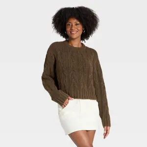 Women's Cozy Cable Crewneck Pullover Sweater - Universal Thread