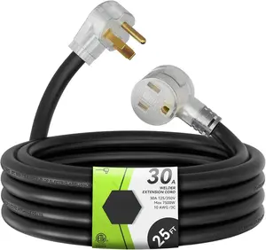 250V 25  Welder Extension Cord, 10 AWG NEMA 6-50 STW Heavy Duty Welding Cord with LED