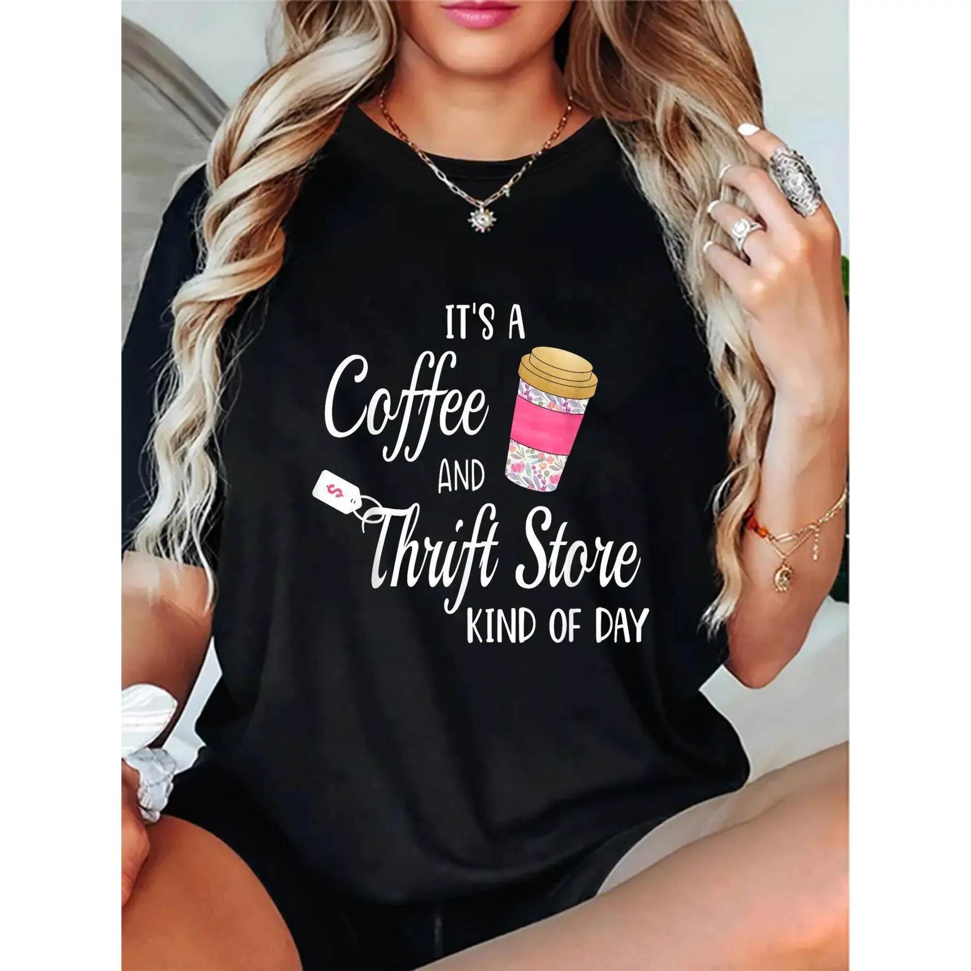 Thrift Store and Coffee Gift for Women Who Love Thrifting T-Shirt Shirt
