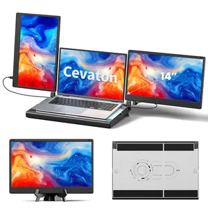 Triple Laptop Screen Extender, Triple Portable Monitor 14-inch 360 Degrees Rotation with Stand(It's Not a Computer), IPS FHD 1080P Workstation,  Flexible Extended Laptop Screen Extender, Plug And Play