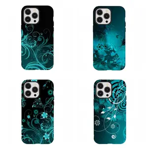 Teal Turquoise Floral Swirl Phone Case Y2k Aesthetic Phone Case Compatible for iPhone 17Promax 16 15 14 13 12 11 and for Samsung S21-S25 Perfect Gift for Fashion Girls Women