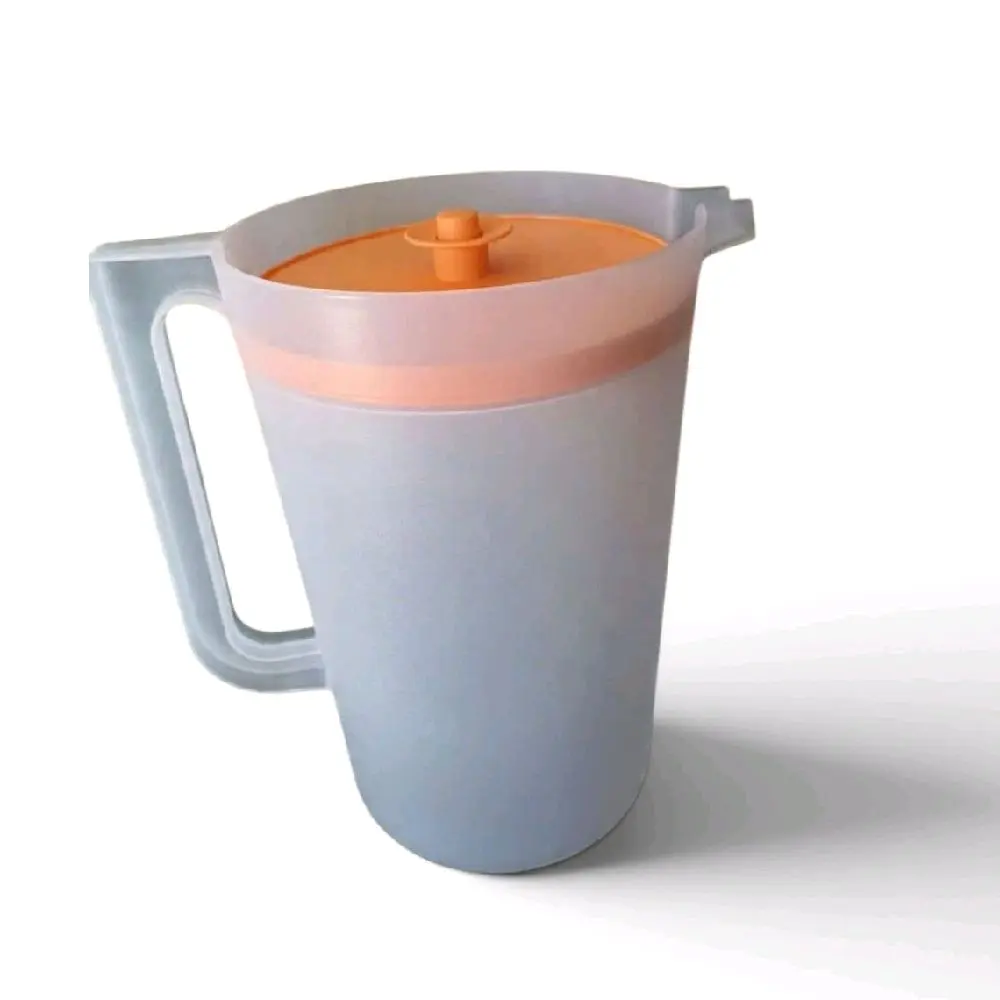 Transparent 4L Drinkware Pitcher with Orange Lid, Kitchen Kettle Jug