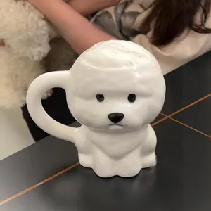 Cute Creative Bichon Frise Mug, Ceramic Coffee Mug, Adorable Coffee Cup, Tea Cup, Office & Home Water Bottle, Perfect Gift Idea