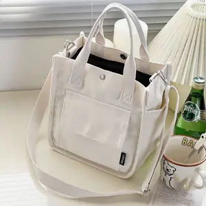 Chic Compact Canvas Tote,Multi-Pocket,Versatile Crossbody & Lunch Storage Bag,Korean Ins Multi-Compartment Mums And Babies Go Out Portable High-Capacity Mums And Babies Go Out Multi-Layered Tote Bag Ultra-Portable Go Out Fashion Mums