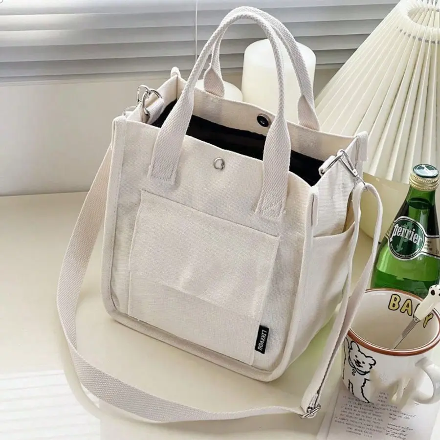 %Chic Compact Canvas Tote,Multi-Pocket,Versatile Crossbody & Lunch Storage Bag,Korean Ins Multi-Compartment Mums And Babies Go Out Portable High-Capacity Mums And Babies Ultra-Portable Go Out Fashion Mums casual lightweight tote shoulder luxury