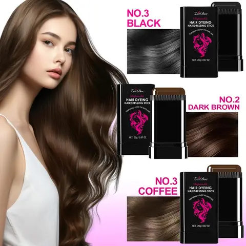 Zaidoc Disposable Temporary Hair Color Stick - 20g 2-in-1 Alternative Hair Dye Root Touch Up, No Bleach, Quick Apply, High Coverage, At-Home Solution, Travel-Ready, Sweat/Oil/Water-Resistant #01 (Disposable Design, Covers Grays)