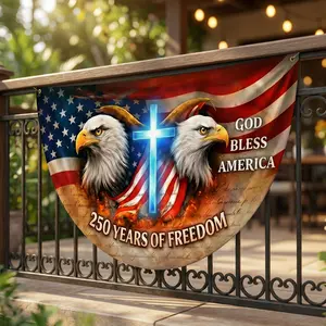 Personalized America 250th Anniversary Bunting Flag, Family Is Our Strength Semicircular Flag Banner