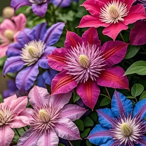 200Pcs Mixed Color Clematis Seeds - Diverse Blend of Vivid Hues for Breathtaking Blooms! High-Germination, Climbing Flower Seeds for Gardens, Trellises & Pots