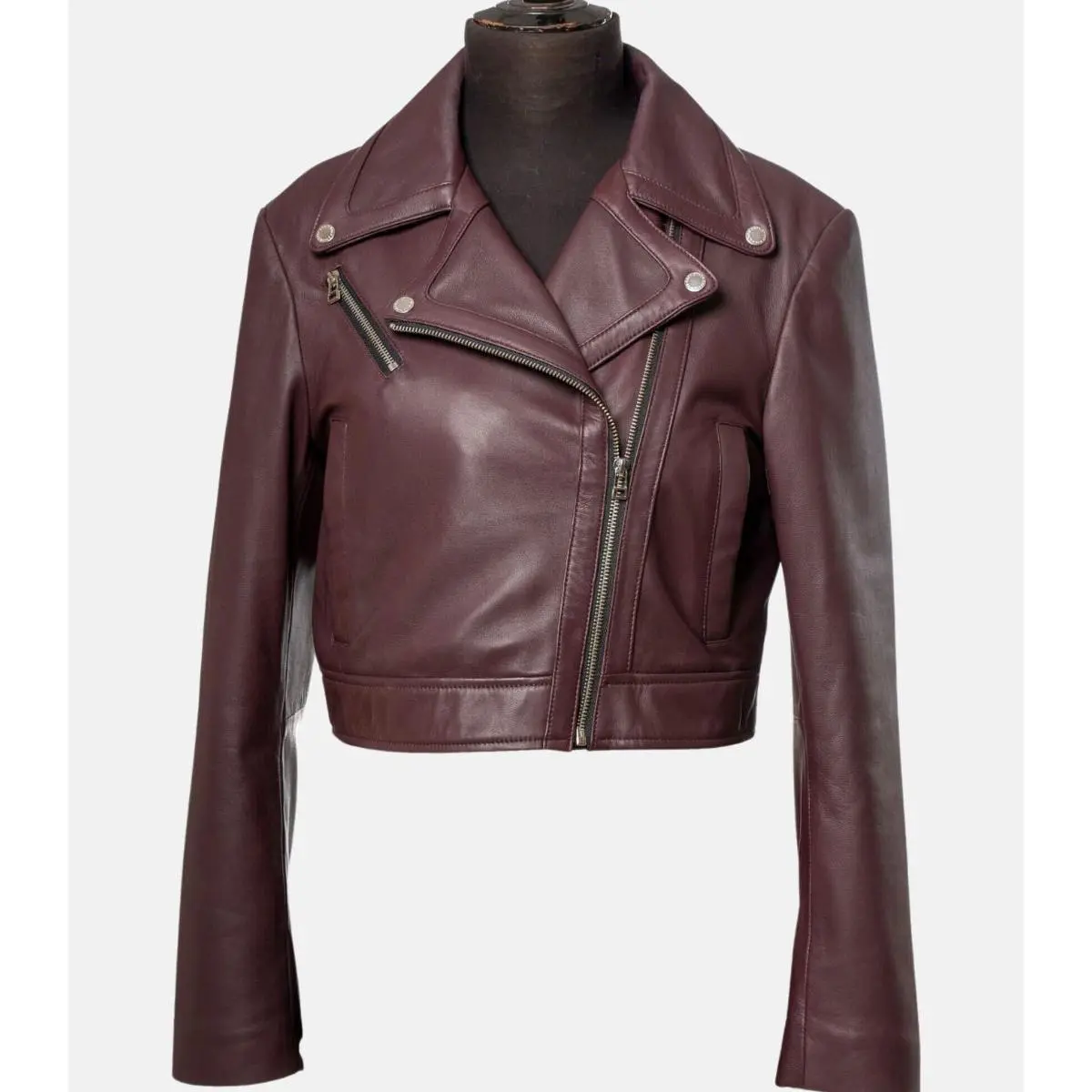 Women's Stylish Slim Fit Maroon Leather Jacket