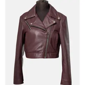 Women's Stylish Slim Fit Maroon Leather Jacket