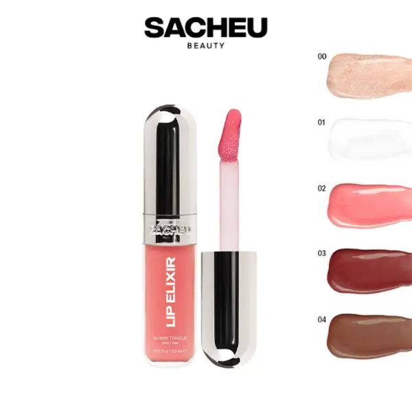 sacheu Lip Glaze Elixir - 3-in-1 Lip Balm + Lip Oil + Lip Gloss - Long-lasting Flawless Shine & Hydration to match with Lip liners and Lipstick