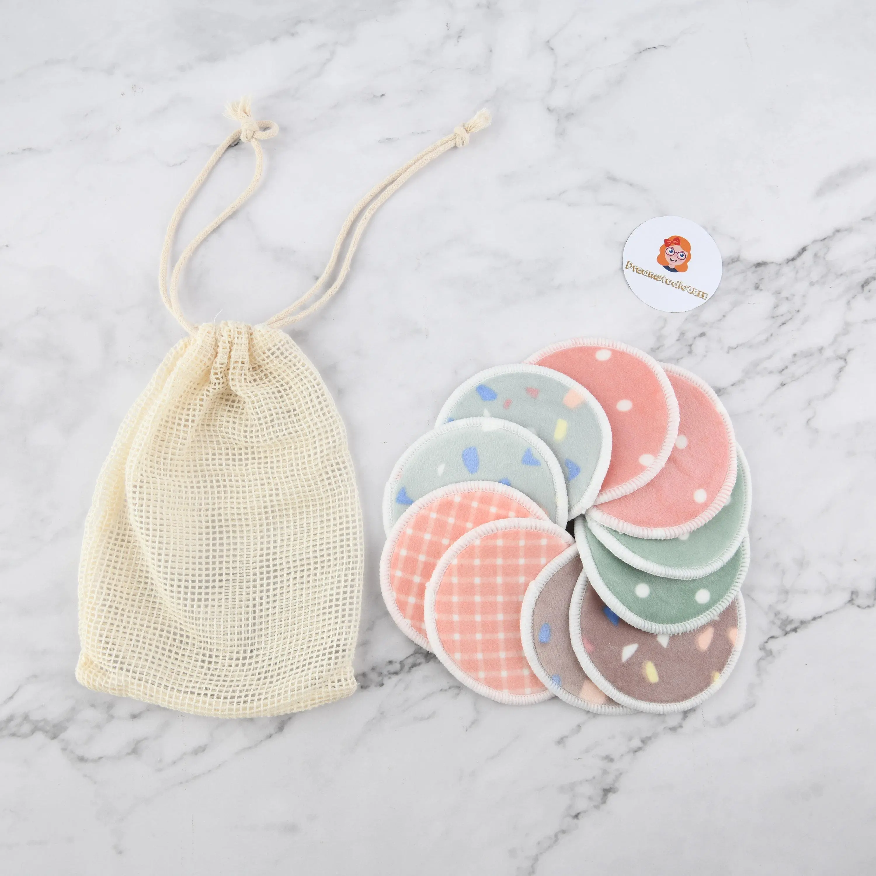 10PCS Round Reusable Cotton Makeup Remover Wipes,Washable Organic Facial Pads,Natural makeup wipes,Birthday Gifts